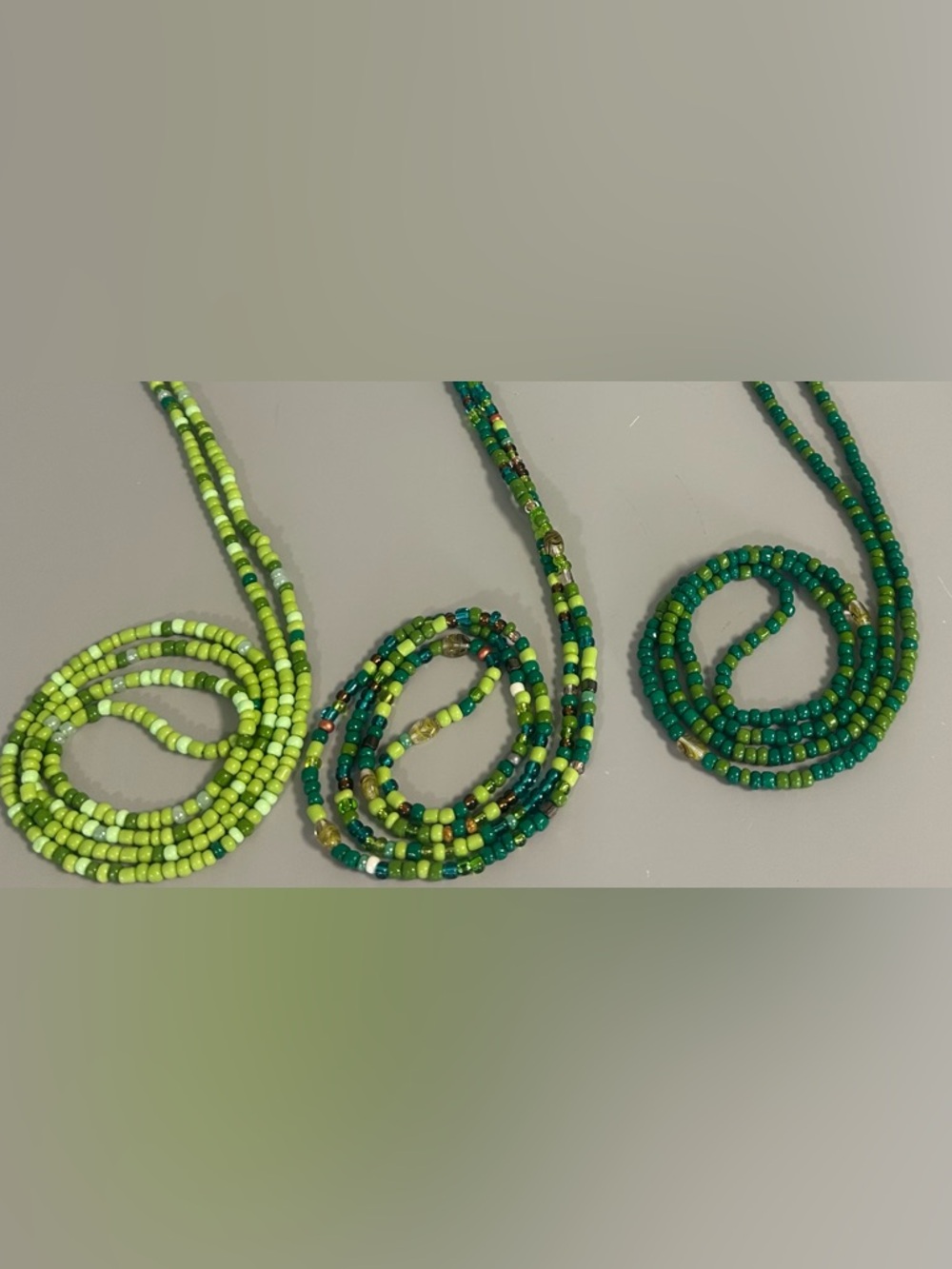 Multi-Tone Green 3pcs Waist Bead Set